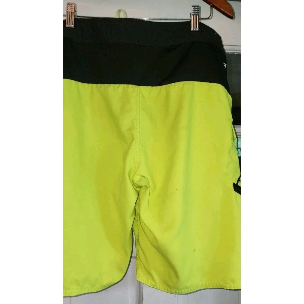 Vintage Fox Racing Mens 38 Board Shorts Flourescent Yellow Motocross Dirt Bike A